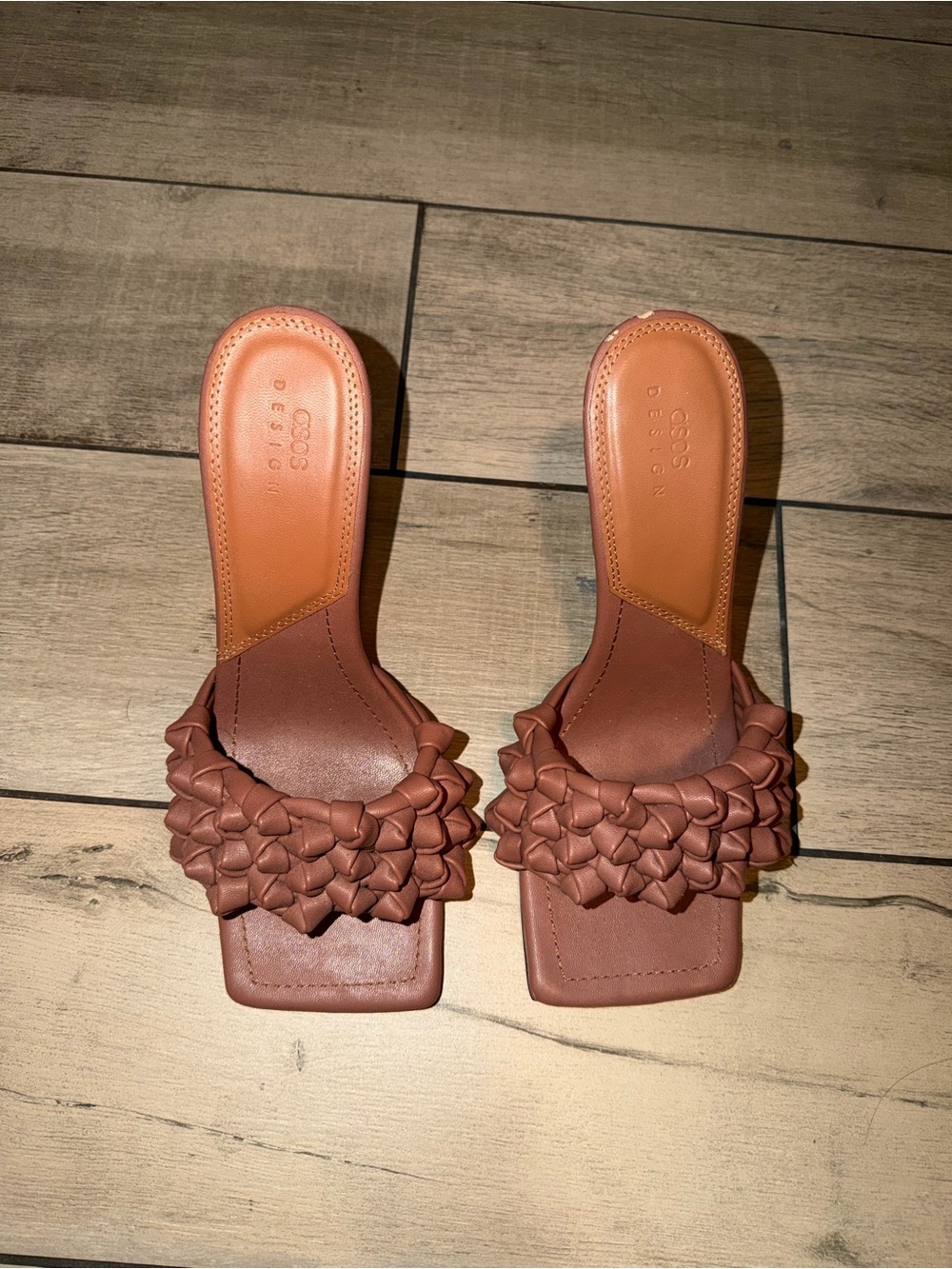 Women's Brown Braided Slide Sandals